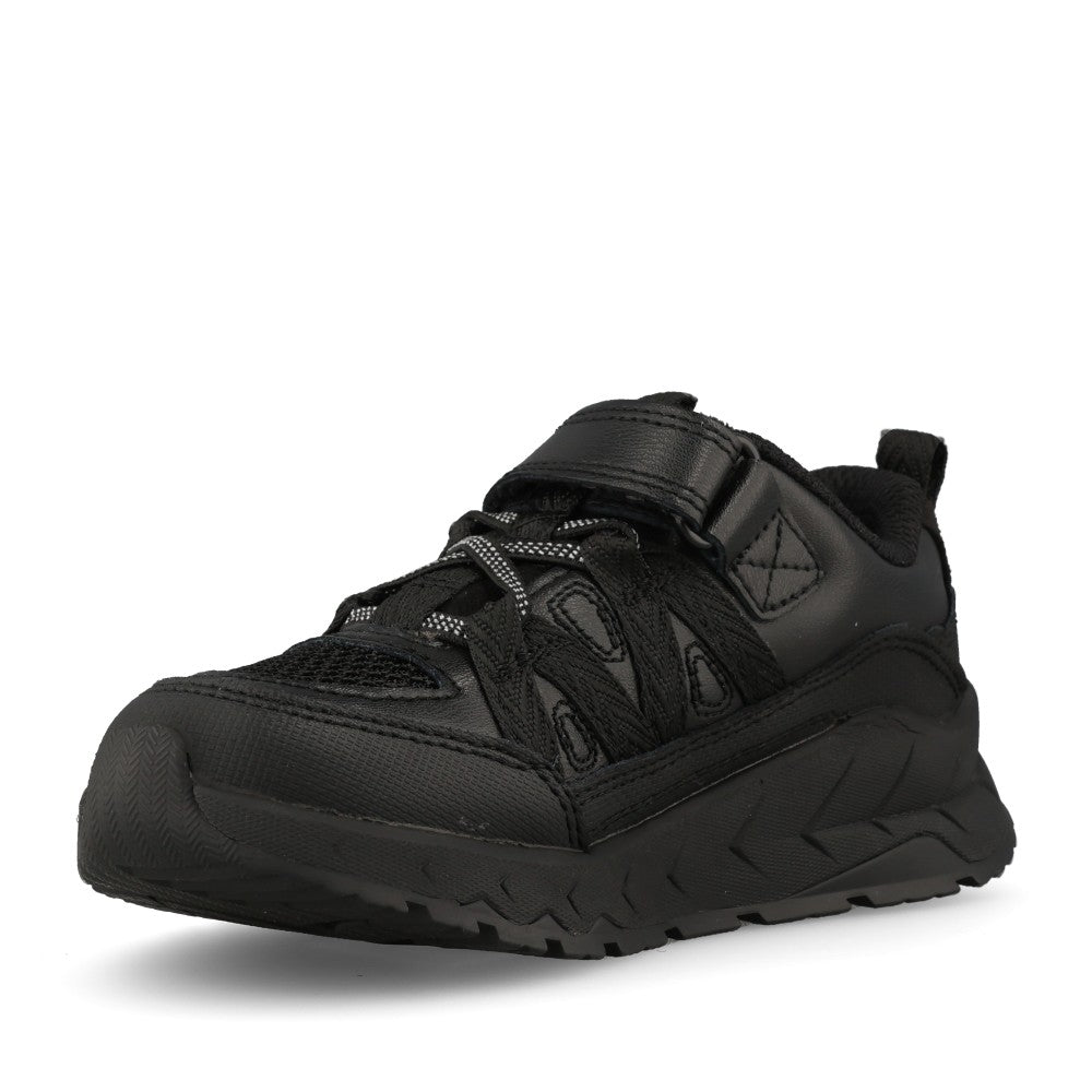Clarks Boys Selva Trail K G-FIT Velcro Shoe in Black Leather