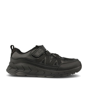 Clarks Boys Selva Trail K G-FIT Velcro Shoe in Black Leather
