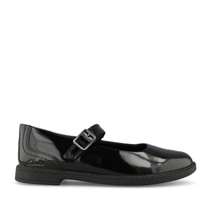 Clarks Girls Scala Bar G-FIT Mary Jane Sho in Black Patent