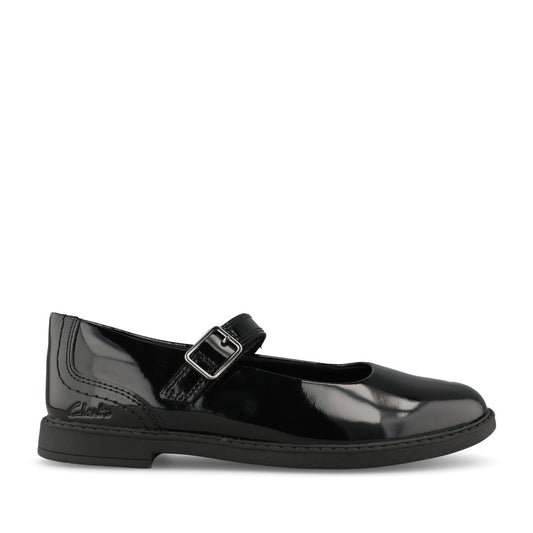 Clarks Girls Scala Bar G-FIT Mary Jane Sho in Black Patent