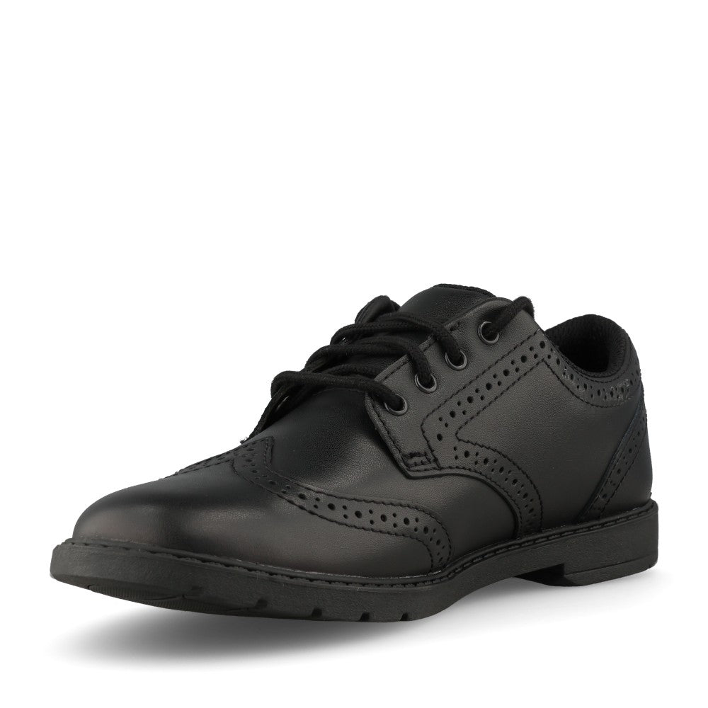 Clarks Girls Scala Style O E-FIT Lace Up Shoe in Black Leather