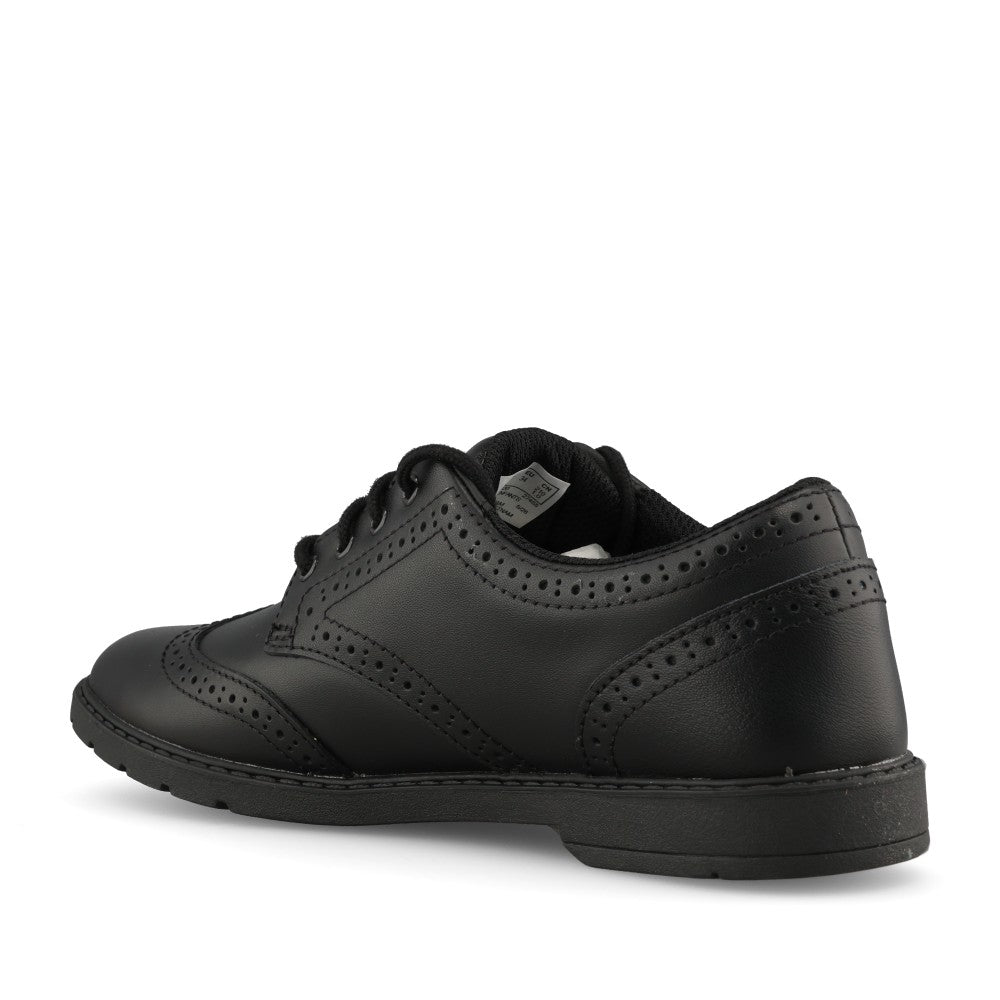 Clarks Girls Scala Style O E-FIT Lace Up Shoe in Black Leather