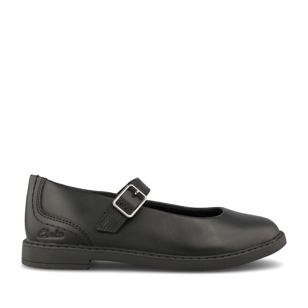 Clarks Girls Scala Bar G-FIT Mary Jane Sh in Black Leather