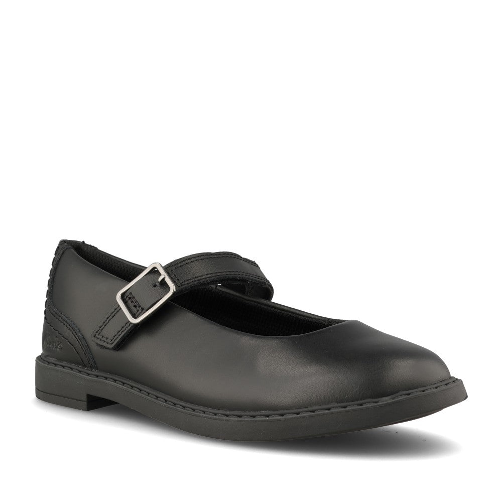 Clarks Girls Scala Bar F-FIT Mary Jane Sh in Black Leather