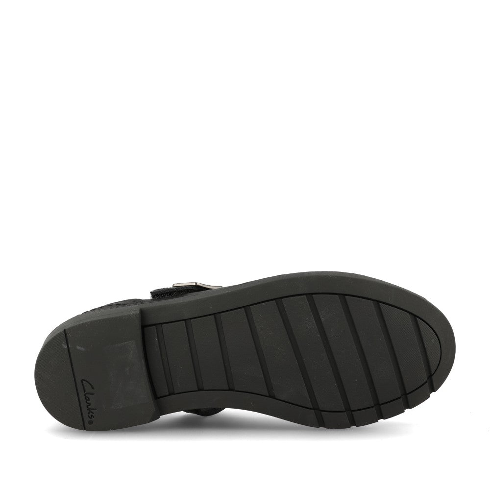 Clarks Girls Scala Bar G-FIT Mary Jane Sh in Black Leather