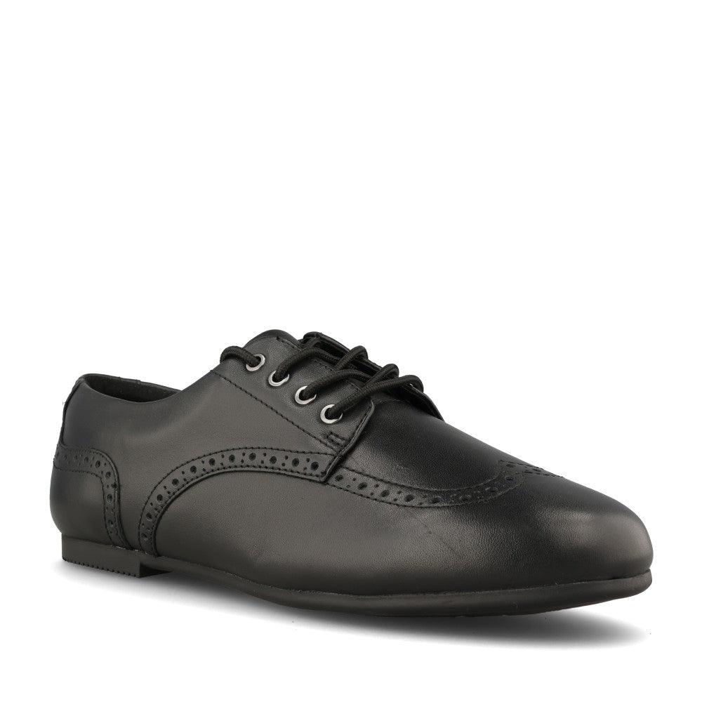 Clarks Girls Porto Lace Y F-FIT Lace Up Sho in Black Leather