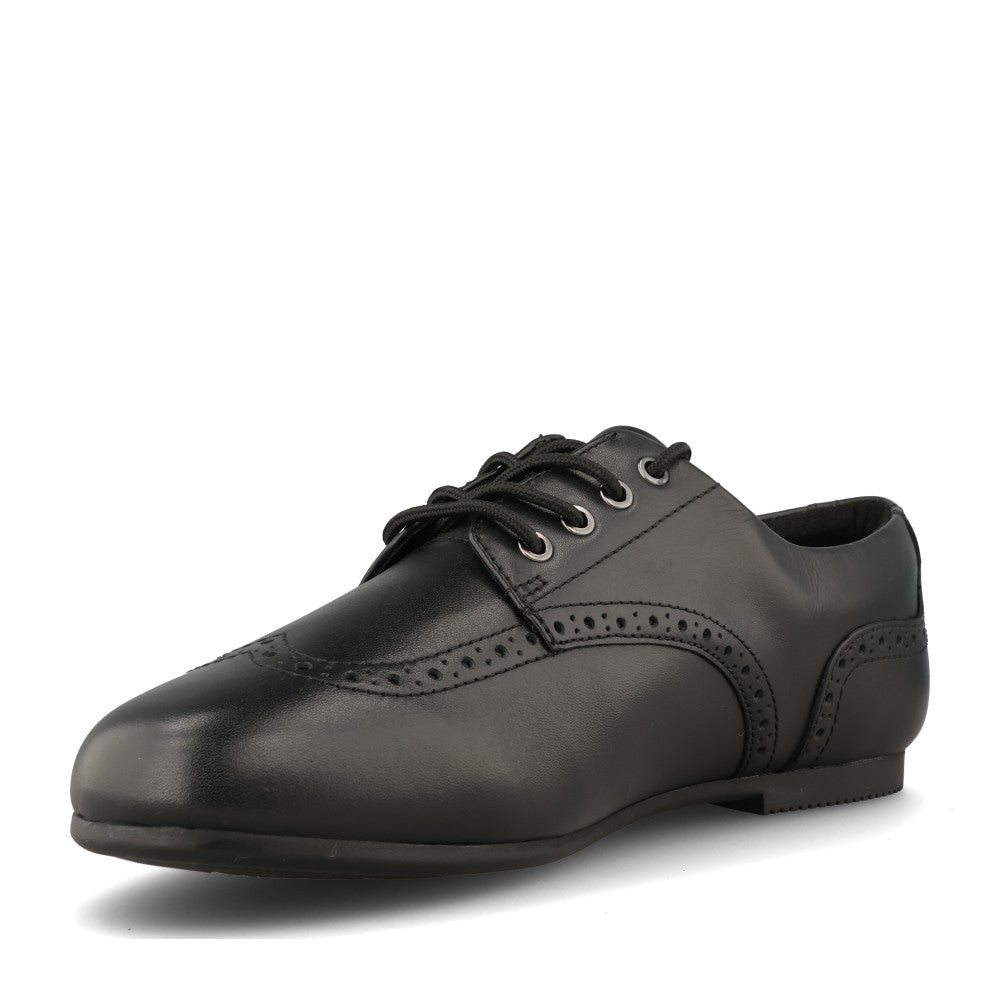 Clarks Girls Porto Lace Y F-FIT Lace Up Sho in Black Leather