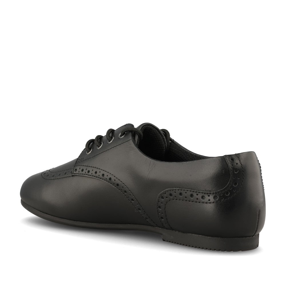 Clarks Girls Porto Lace Y F-FIT Lace Up Sho in Black Leather