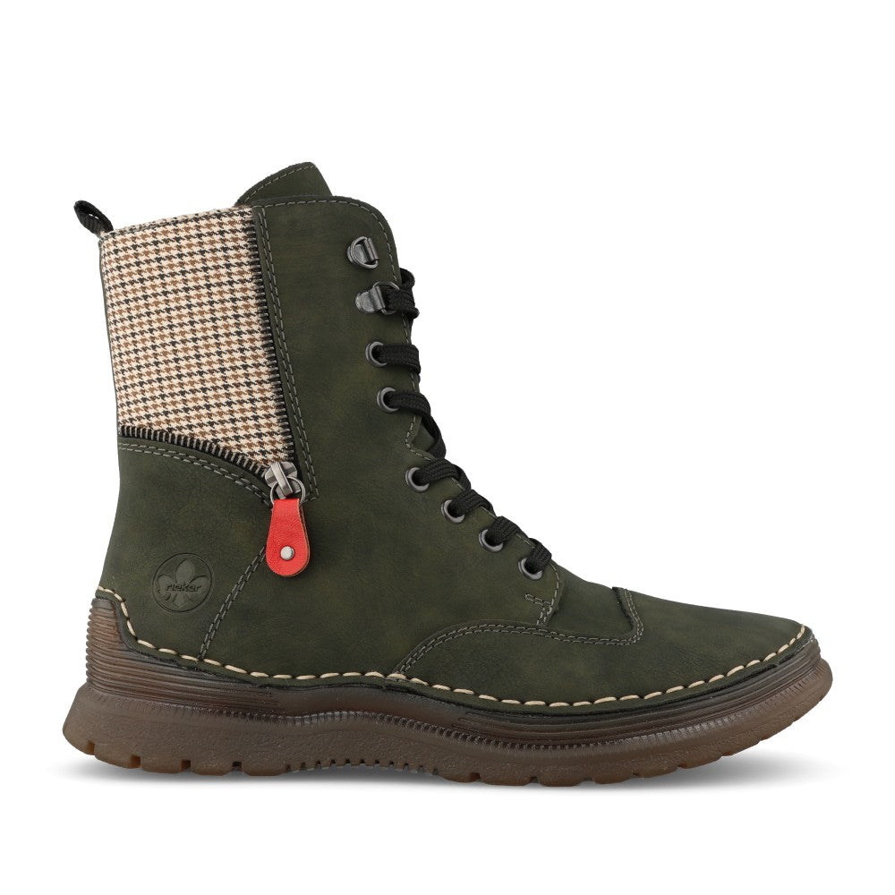 Rieker Ladies 53601-54 Lace Boot In Green