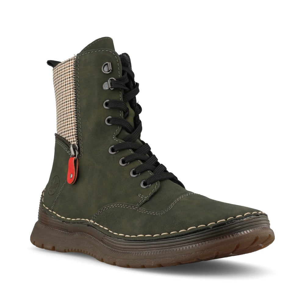 Rieker Ladies 53601-54 Lace Boot In Green