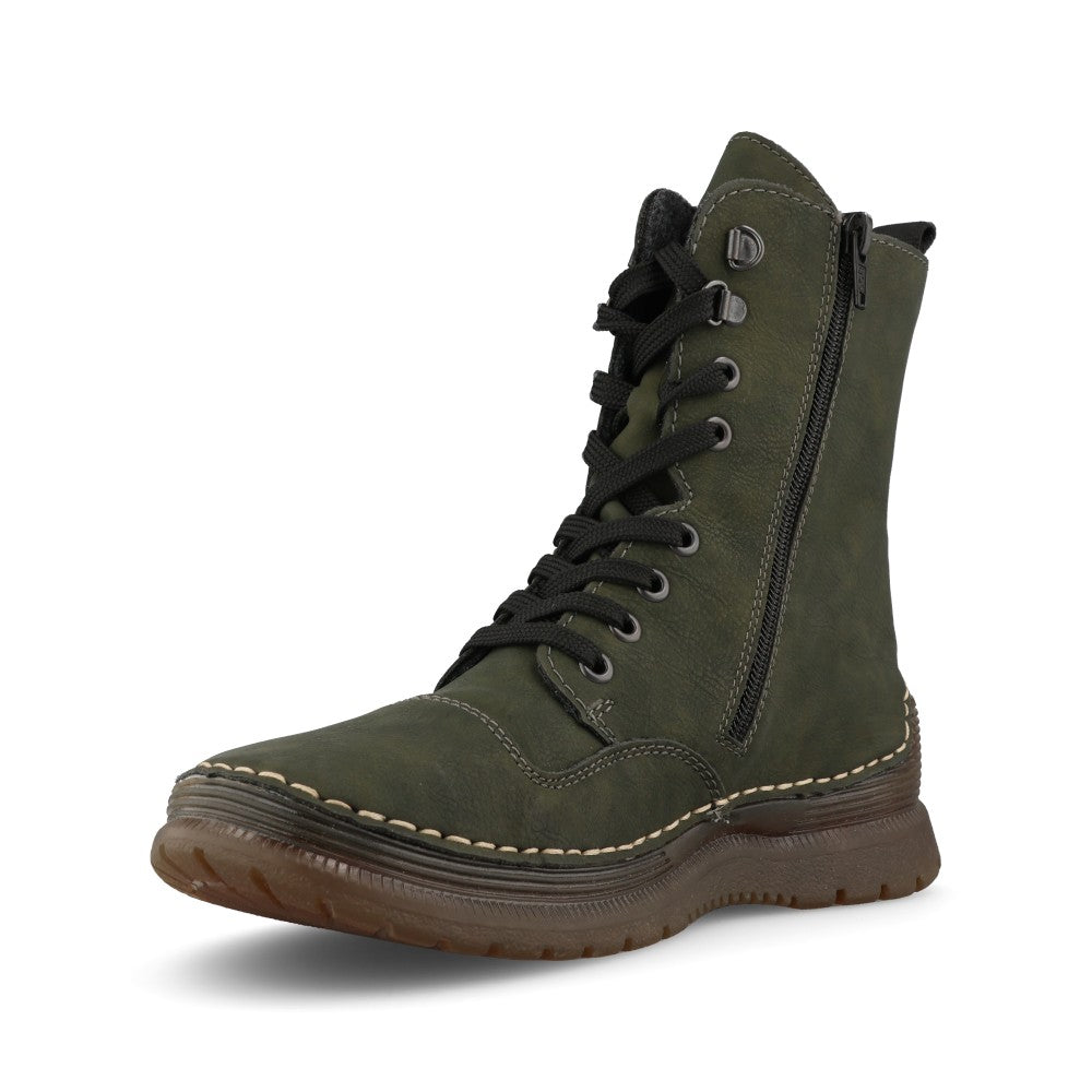Rieker Ladies 53601-54 Lace Boot In Green