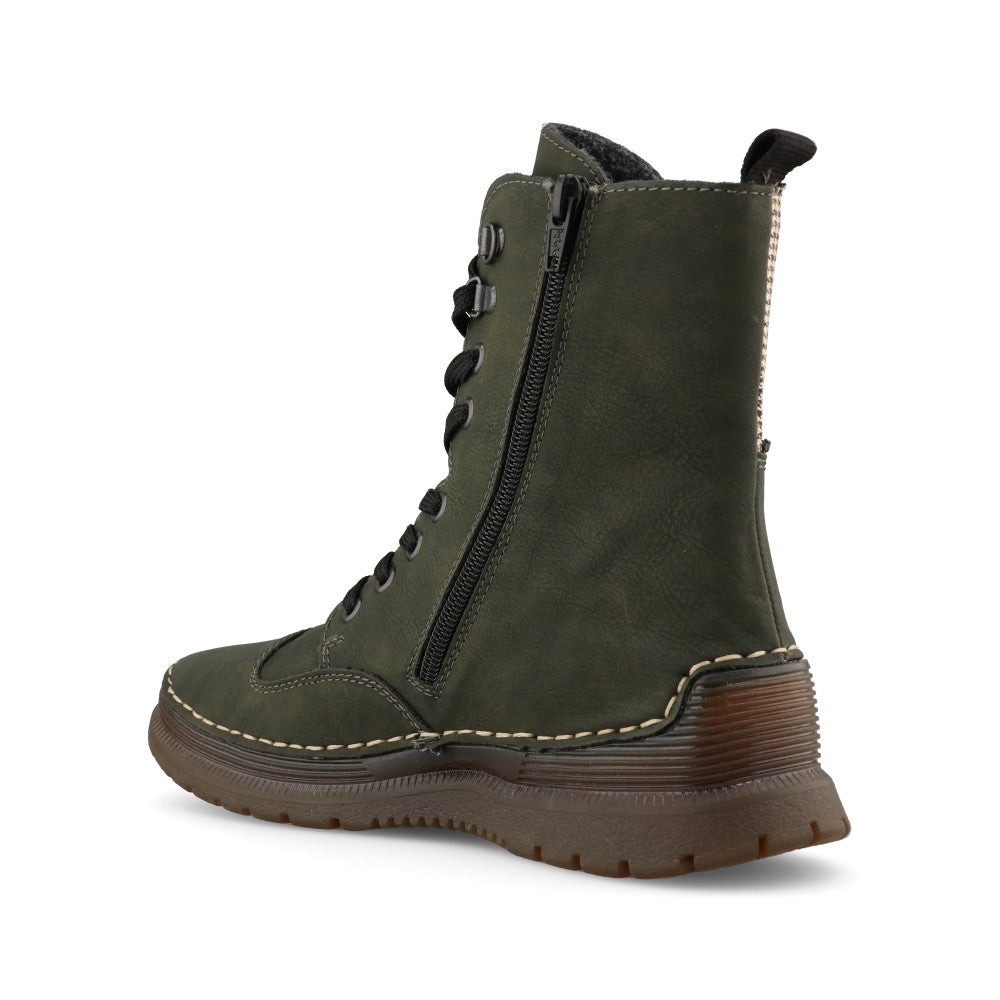 Rieker Ladies 53601-54 Lace Boot In Green