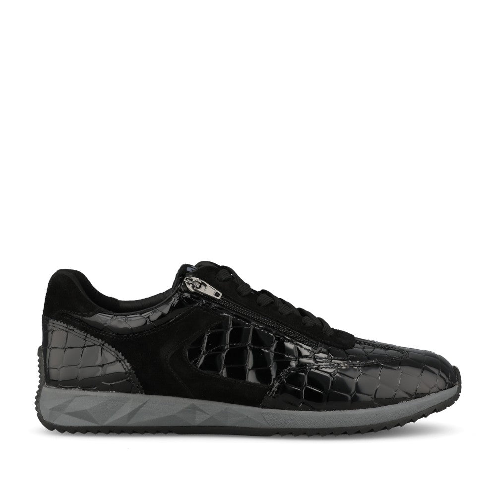 Waldlaufer Ladies 598002 Janett H-Fit Laced Trainer In Blk Patent