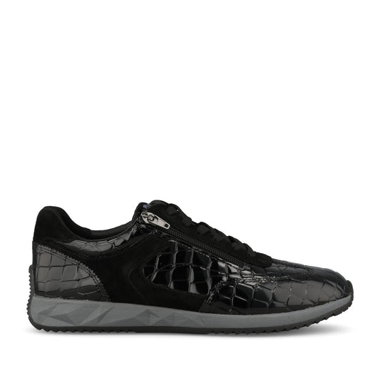 Waldlaufer Ladies 598002 Janett H-Fit Laced Trainer In Blk Patent