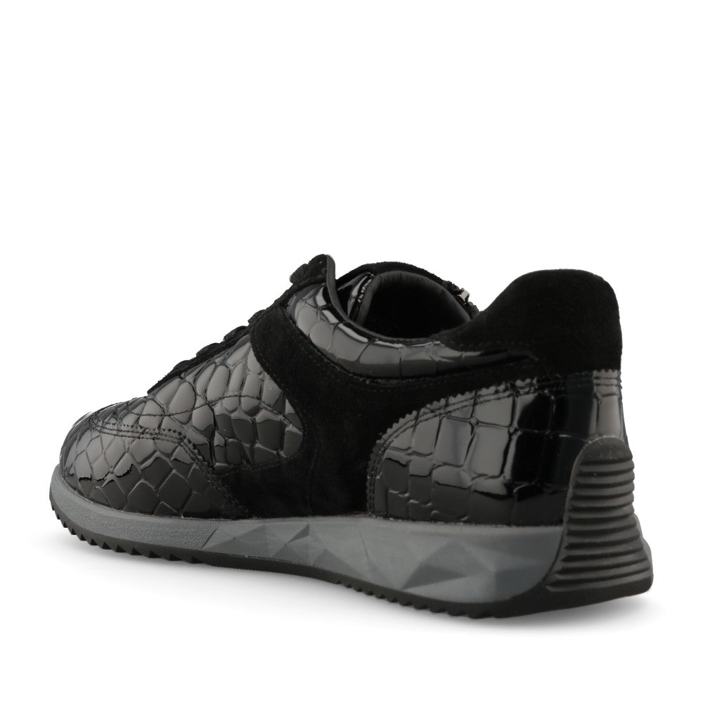 Waldlaufer Ladies 598002 Janett H-Fit Laced Trainer In Blk Patent