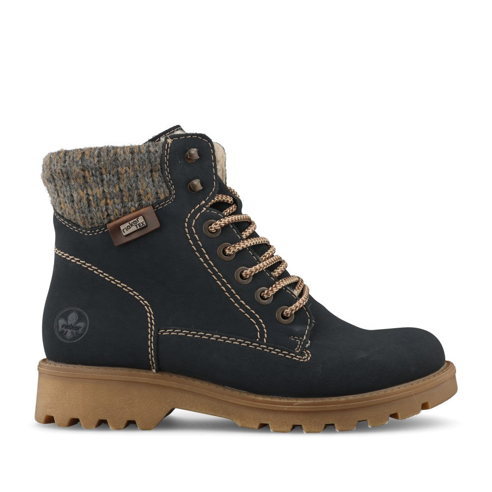Rieker Ladies 73220-14 Lace Boot In Blue