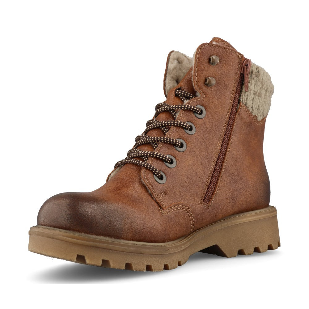 Rieker Ladies 73220 Lace Boot In Brown