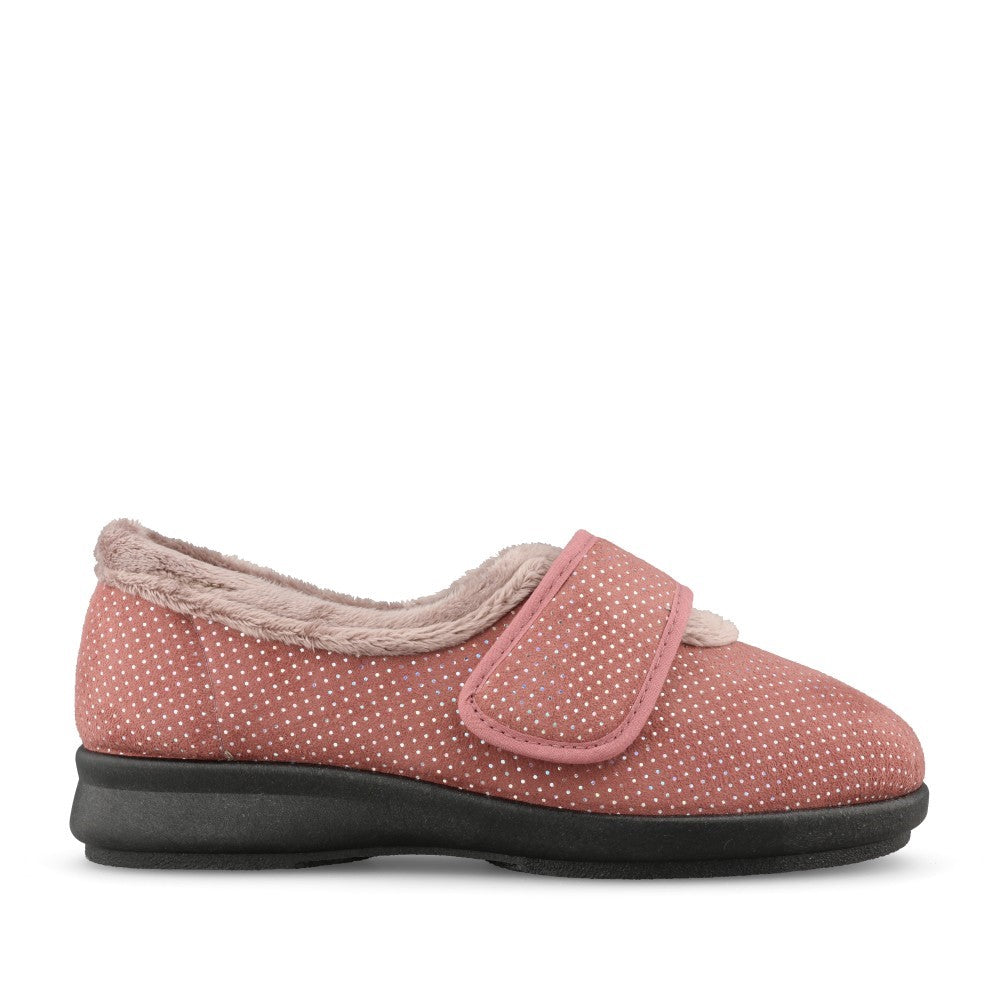 Ladies Heidi 75494R 2V Velcro Slipper In Rose Velour