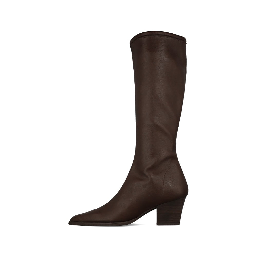 Miss Elastic Ladies 78150 Stretch Long Leg Boot In Dark Brown