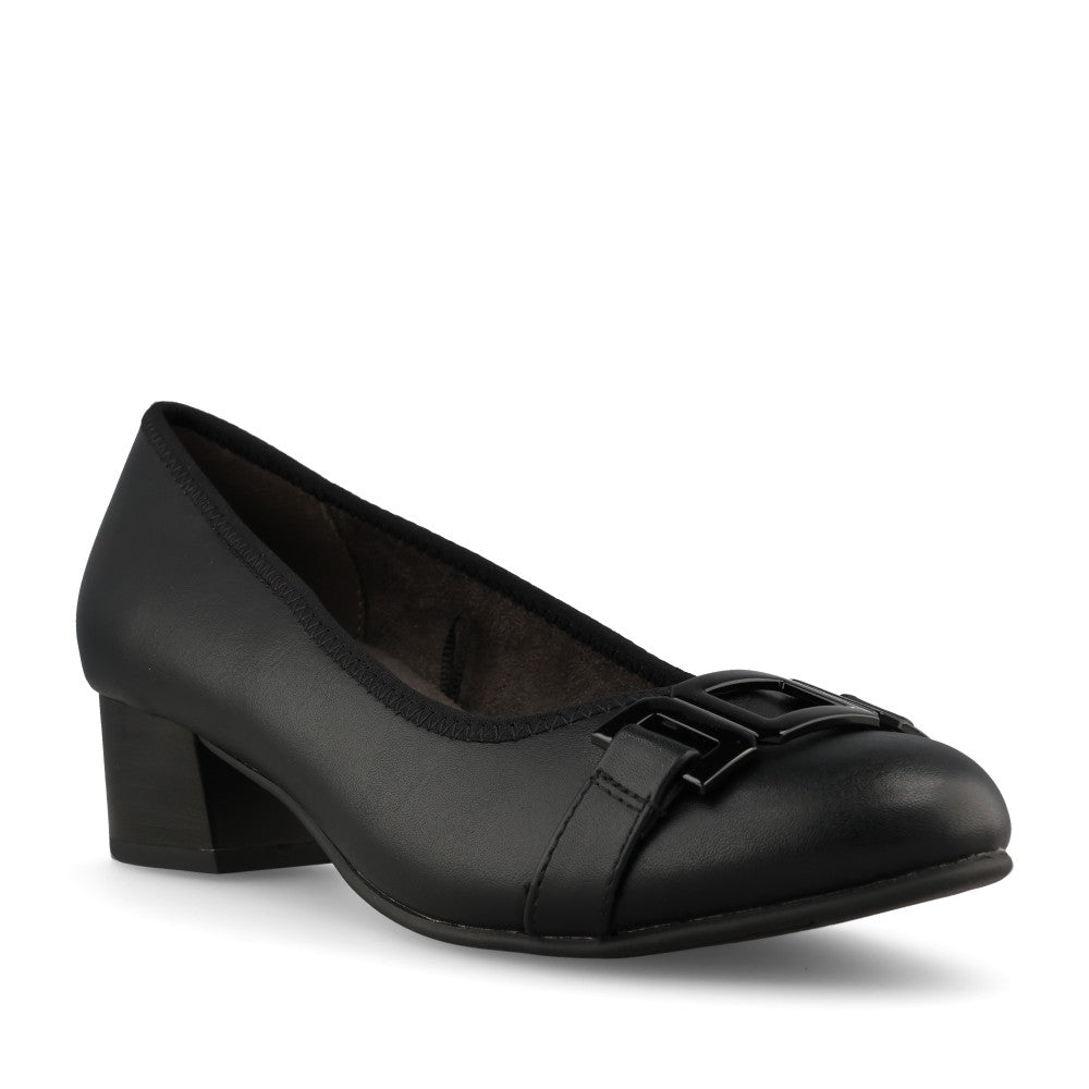 Jana Ladies 8-22368 Court Shoe Mid Heel In Black
