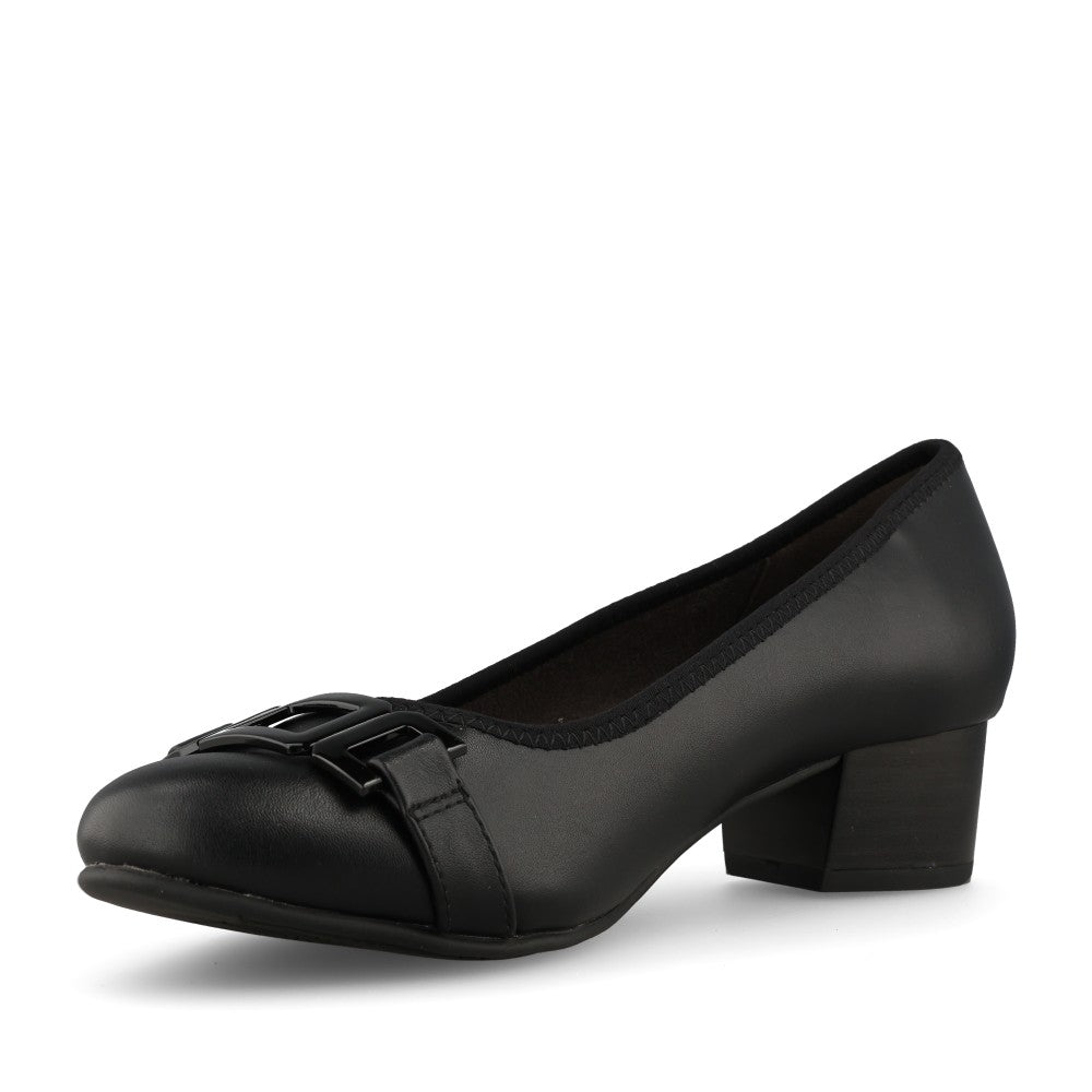 Jana Ladies 8-22368 Court Shoe Mid Heel In Black