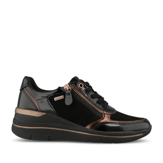 Jana Ladies 8-23789 Laced Trainer In Black
