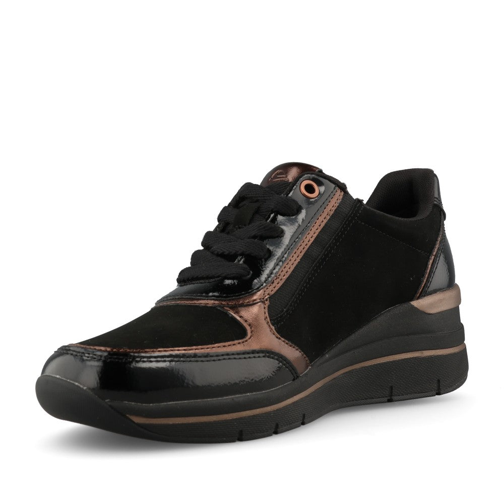 Jana Ladies 8-23789 Laced Trainer In Black