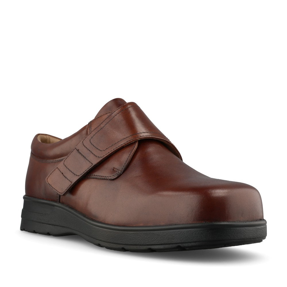 Mens Benny 80212A 6v Extra Wide Velcro Shoe In Brown