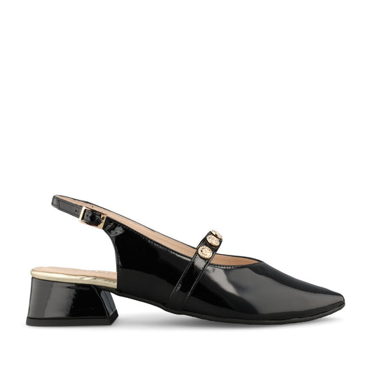 Emis Ladies 8424/F270o Sling Back Shoe In Black Patent