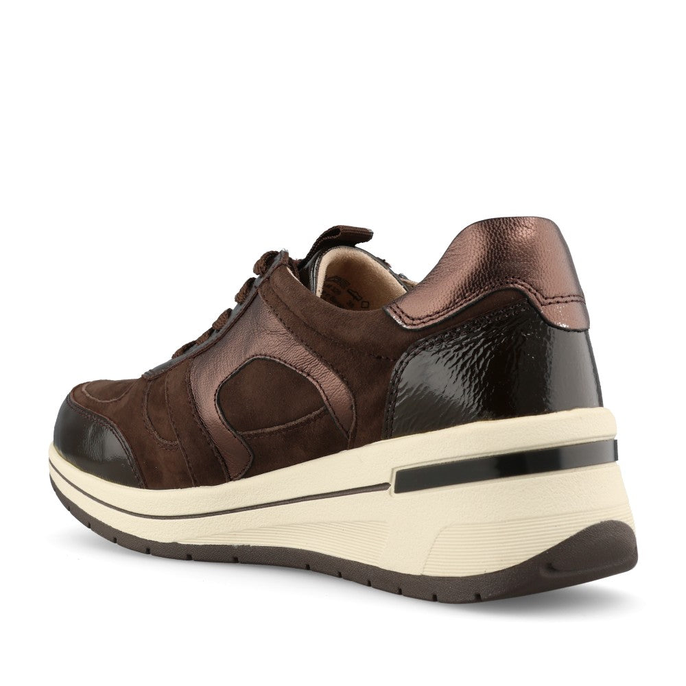 Caprice Ladies 9-23300 Wedge Laced Trainer In Brown