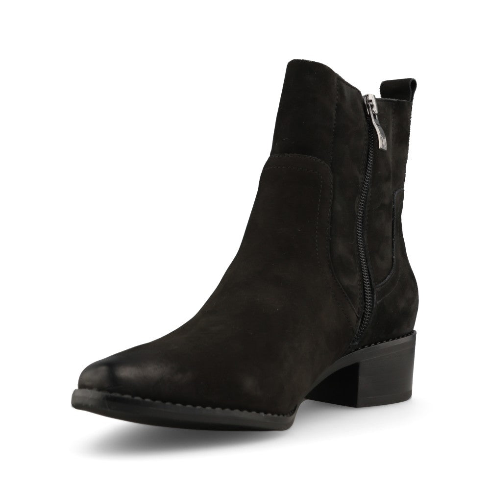 Caprice Ladies 9-25310 Block Heel Nubuck Ankle Boot In Black