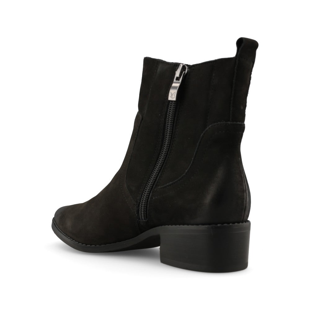 Caprice Ladies 9-25310 Block Heel Nubuck Ankle Boot In Black