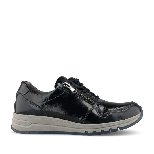 Waldlaufer Ladies 957012 April H-Fit Laced Trainer In Navy Patent