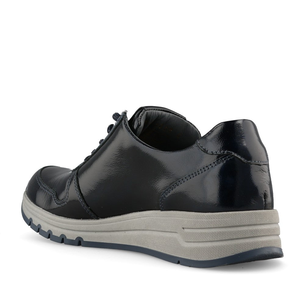 Waldlaufer Ladies 957012 April H-Fit Laced Trainer In Navy Patent