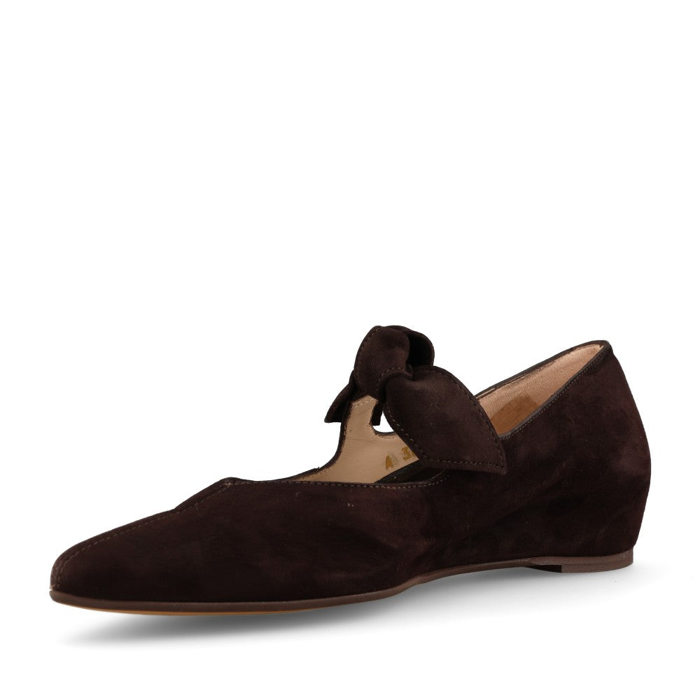 Wonders Ladies A-3840 Mary Jane Flats In Dark Brown Suede
