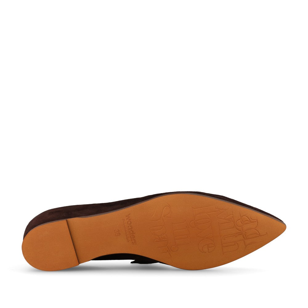 Wonders Ladies A-3840 Mary Jane Flats In Dark Brown Suede