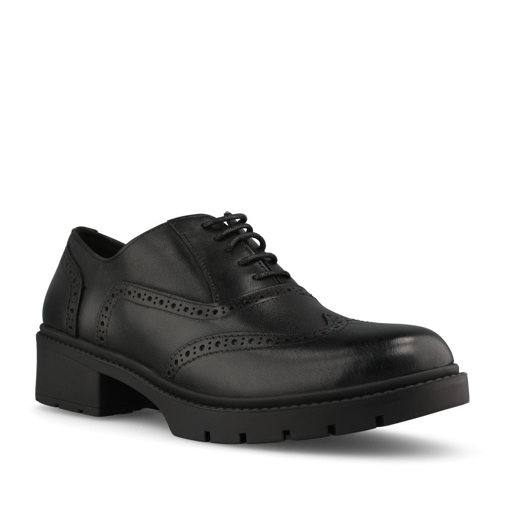 Ladies Aston Heeled Brogue Shoe In Black