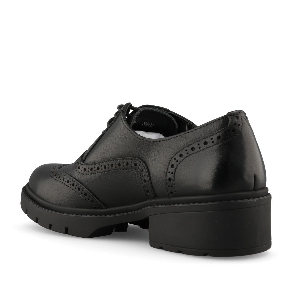 Ladies Aston Heeled Brogue Shoe In Black