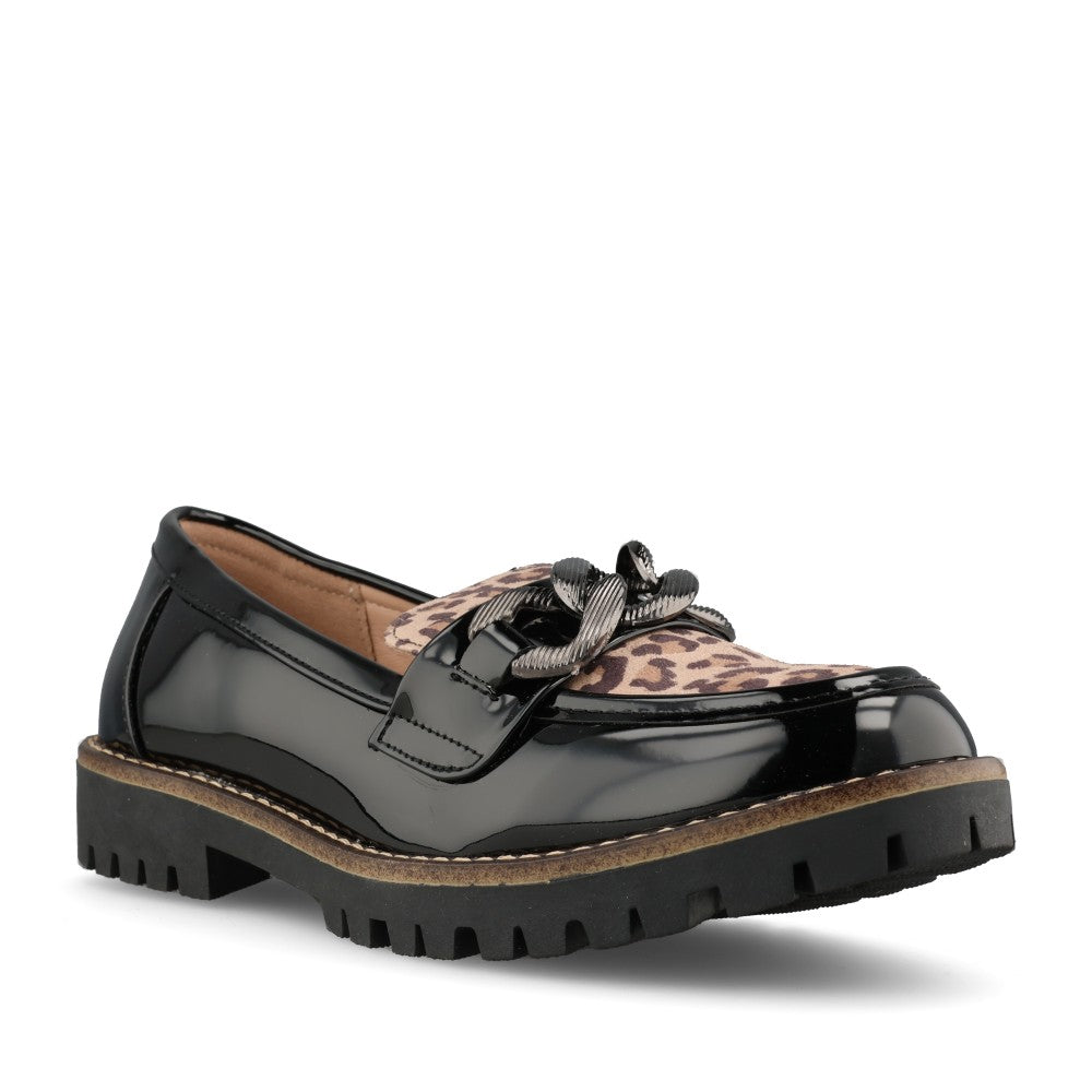 Shoes By Emma Ladies Bombay Shoe In Black Patent/Leopard