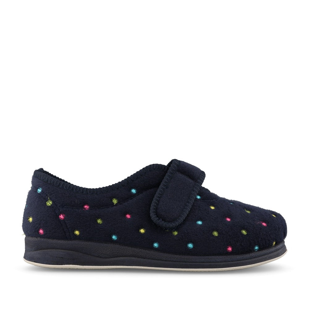 Camilla 447 Ladies Spotted Slipper in Navy Combi