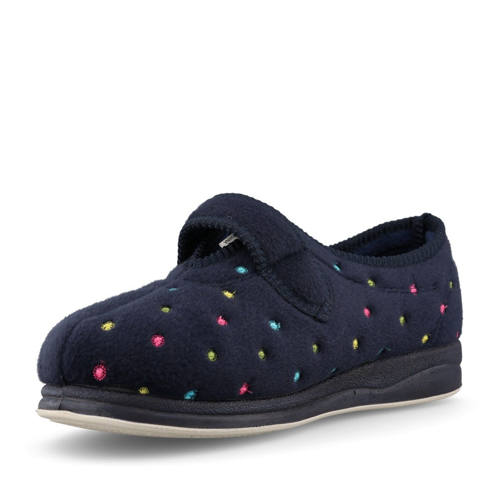 Camilla 447 Ladies Spotted Slipper in Navy Combi