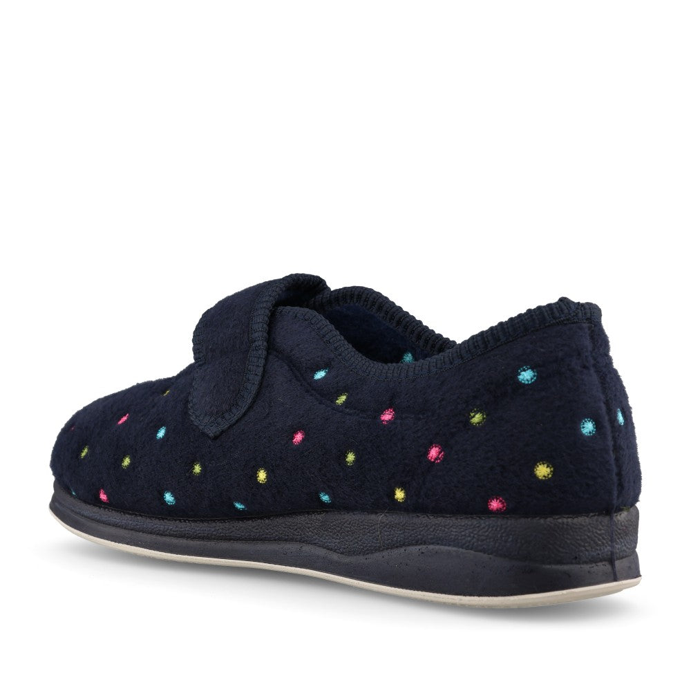Camilla 447 Ladies Spotted Slipper in Navy Combi