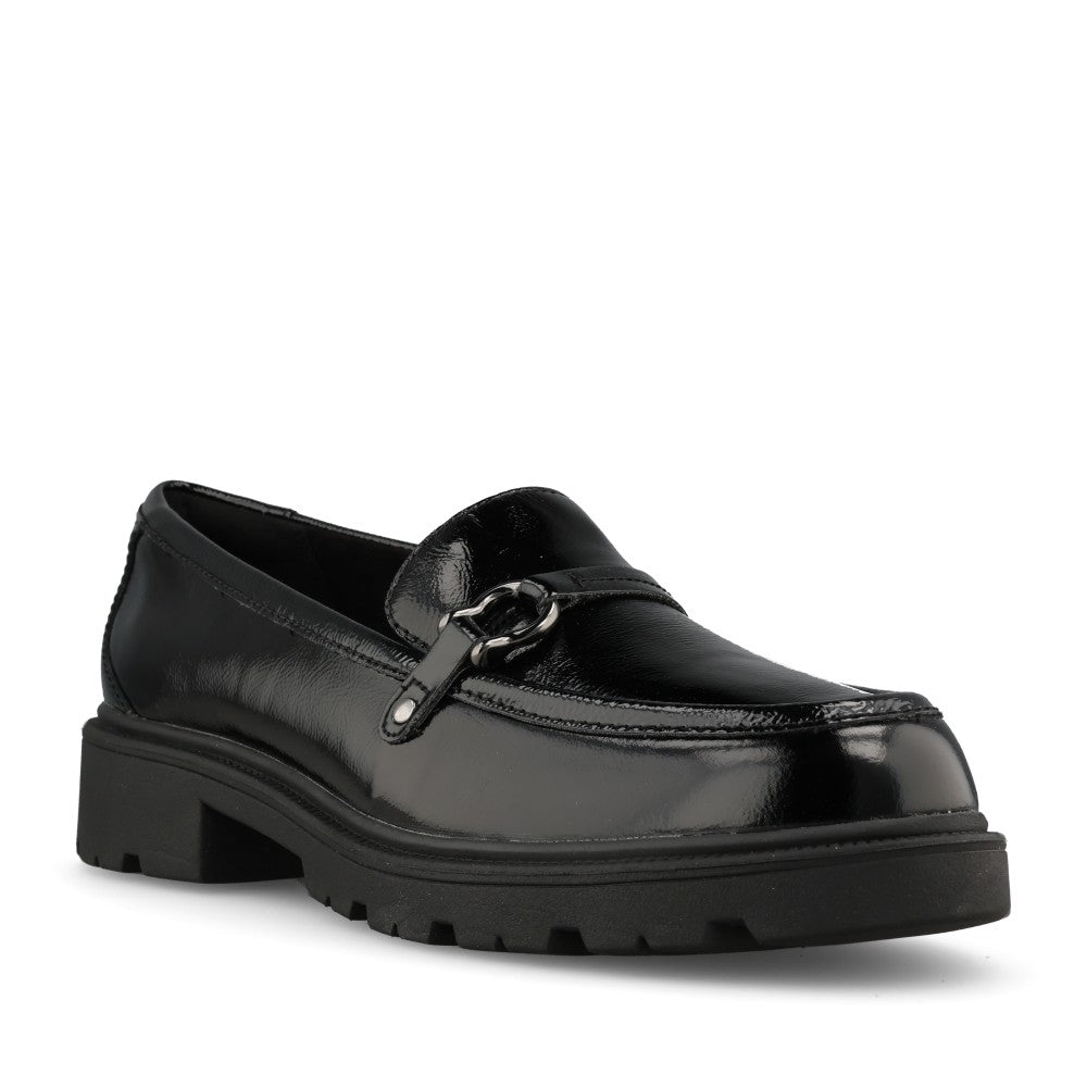 Clarks Ladies Code L Step Leather D-fit Shoe In Black Patent