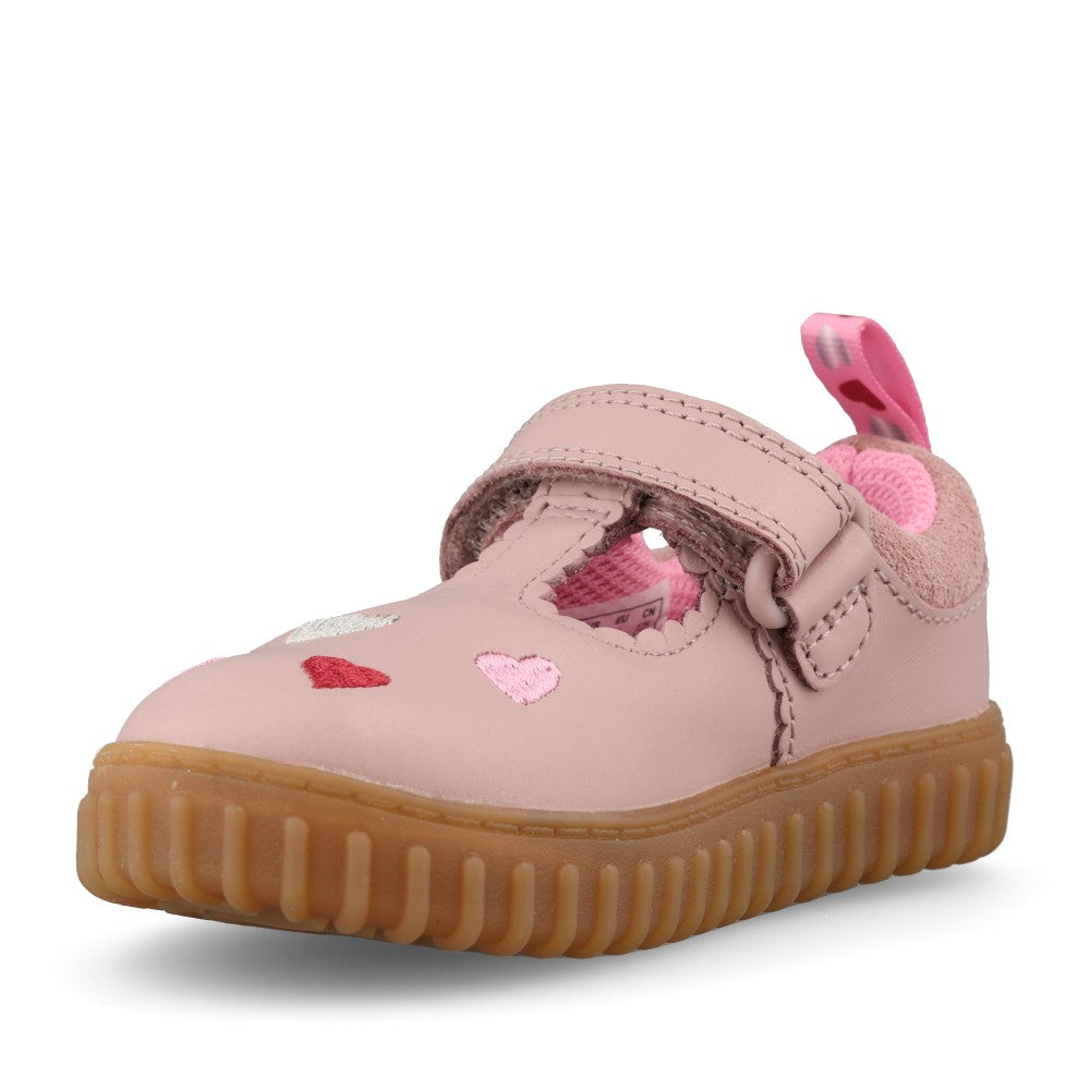 Clarks Girls Cove Heart T F-Fit Shoe in Dusty Pink