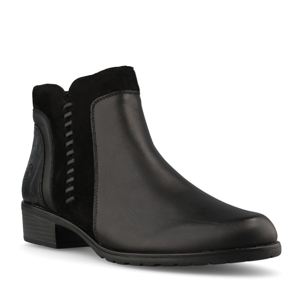 Remonte Ladies D6893 Ankle Boot In Black