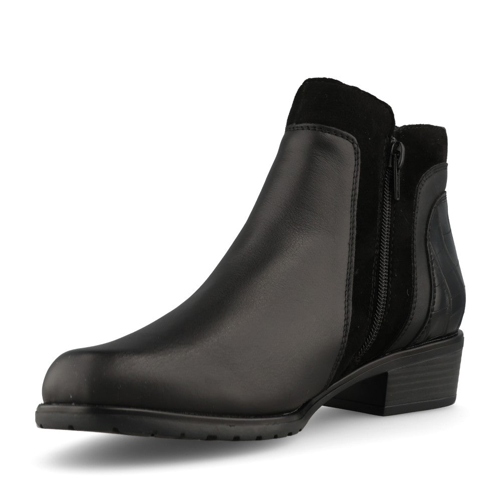Remonte Ladies D6893 Ankle Boot In Black