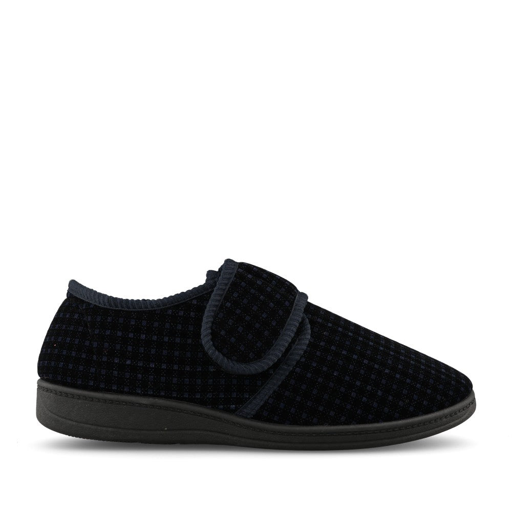 Mens David Velcro Slipper In Navy