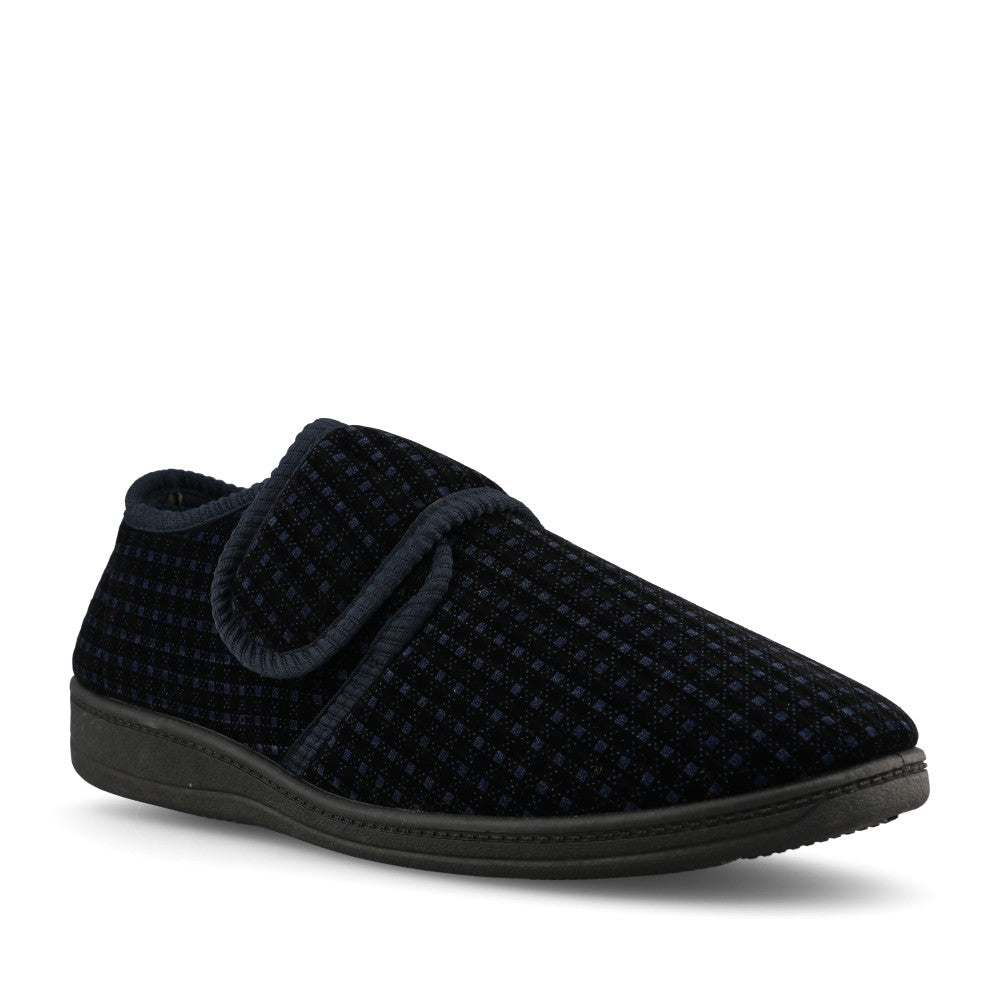 Mens David Velcro Slipper In Navy