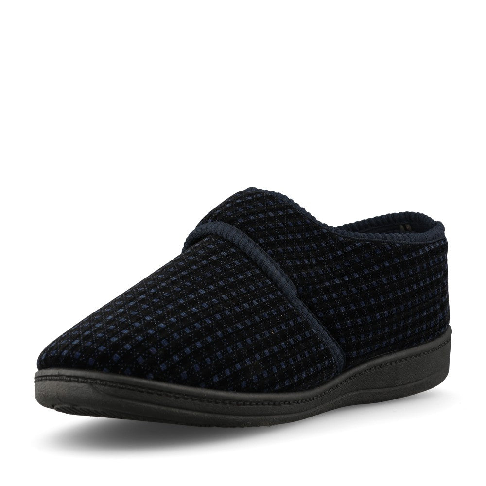 Mens David Velcro Slipper In Navy