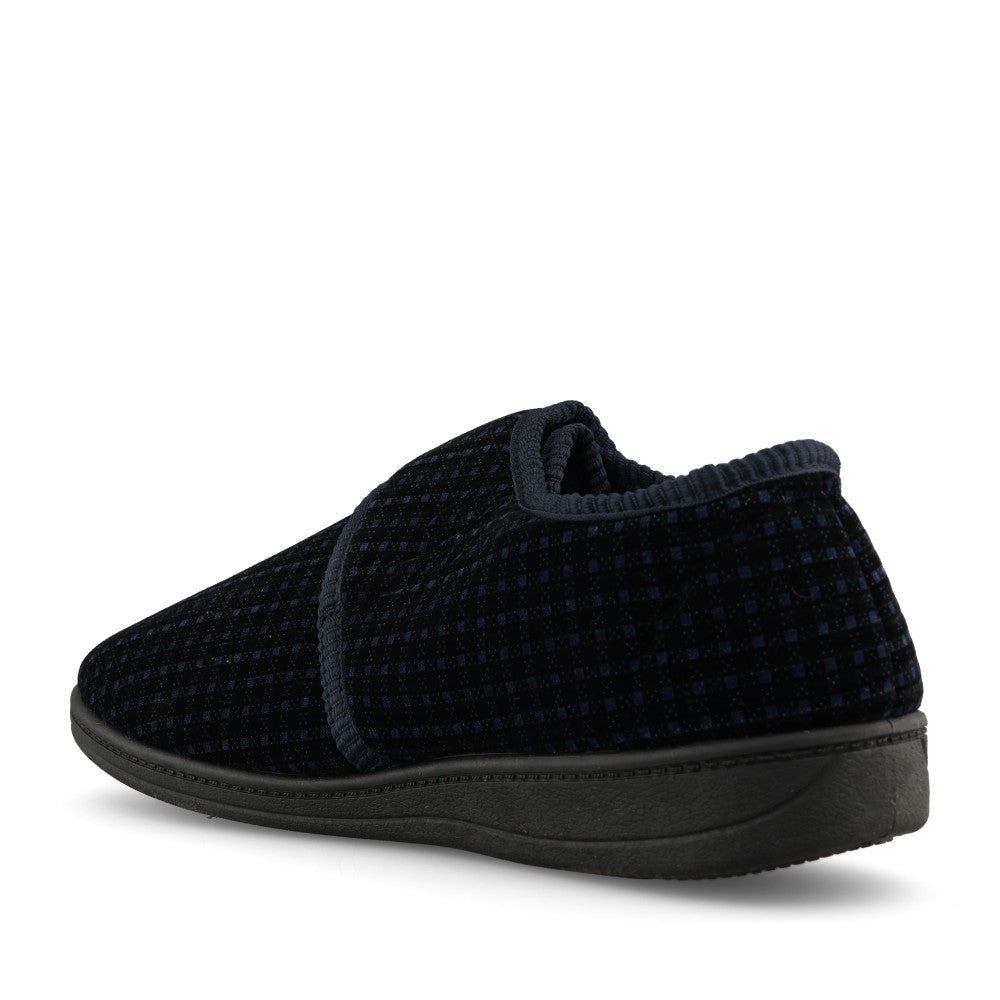 Mens David Velcro Slipper In Navy